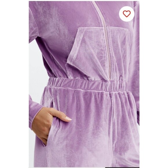 NWT Fabletics Womens Velour Zip Up Wide Leg One Side Jumpsuit 2X Lavender Purple - Picture 5 of 14